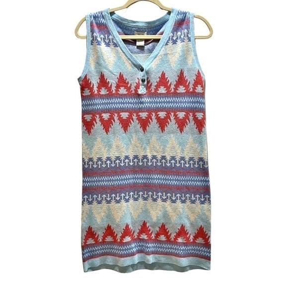Tasha Polizzi “Sonoma” Aztec Sweater Dress NWT 100% Cotton Blue & Cream Sz S - Picture 6 of 11